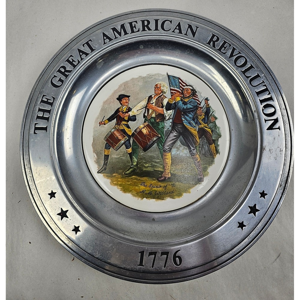 Vintage 1975‎ Canton Ohio Pewter Plate The Spirit of 76 American Revolution 1776